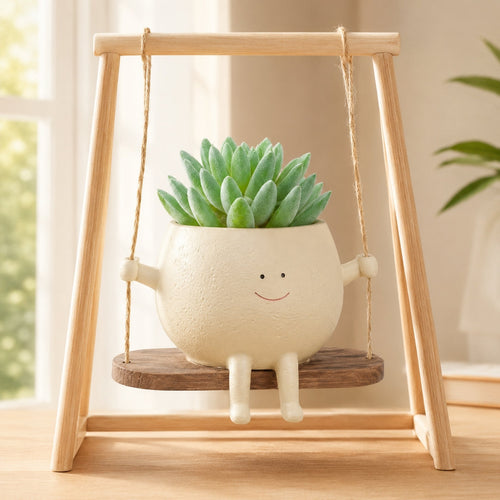 Potzy The Happy Planter - cute hanging swing planter with smiley face